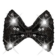 Widmann Black flashing sequin bow tie - Costume Accessory