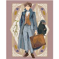 Zuty - Cartoon newt scamander with suitcase, barking twig and rake (fantastic animals), 40×50 cm, yo - Painting by Numbers