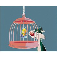 Zuty - Sylvester and tweets in a cage (looney tunes), 40×50 cm, stretched canvas on frame - Painting by Numbers