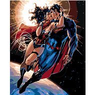 Zuty - Wonder woman and superman flying, 40×50 cm, Leinwand auf Keilrahmen - Malen nach Zahlen