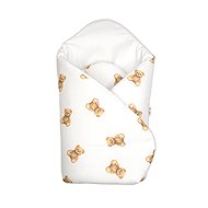 Baby Nellys Newborn cotton swaddle, Mischa - white with print - Swaddle Blanket