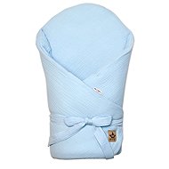 Baby Nellys Muslin wrap with tie-up reinforcement 75 × 75 cm, light blue - Swaddle Blanket