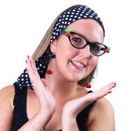 Retro cherry set with glasses, 4 pcs - Costume Accessory