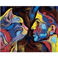 Abstraction of a woman and a cat, 80×100 cm, stretched canvas on frame - Painting by Numbers
