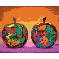Abstract coloured apples, 40×50 cm, stretched canvas on frame - Painting by Numbers