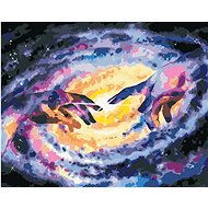 Abstract palms in space, 40×50 cm, without frame and without turning off the canvas - Painting by Numbers