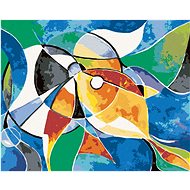 Abstract circular fish, 40×50 cm, without frame and without canvas - Painting by Numbers