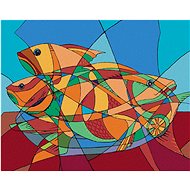 Abstract cubic fish, 40×50 cm, stretched canvas on frame - Painting by Numbers