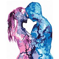 Abstract loving woman with man, 80×100 cm, stretched canvas on frame - Painting by Numbers