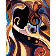 Abstract face with violin key, 40×50 cm, stretched canvas on frame - Painting by Numbers