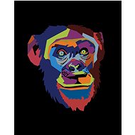 Abstract pop-art monkey on black background, 40×50 cm, stretched canvas on frame - Painting by Numbers