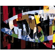 Abstract fish on black background, 40×50 cm, stretched canvas on frame - Painting by Numbers