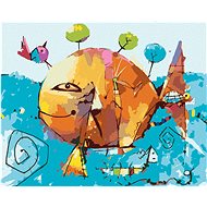Abstract fish with turtle, 40×50 cm, stretched canvas on frame - Painting by Numbers