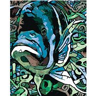Abstract fish green, 40×50 cm, stretched canvas on frame - Painting by Numbers