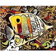 Abstract fish yellow, 40×50 cm, stretched canvas on frame - Painting by Numbers