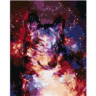 Abstraktní vlk ve vesmíru, 40×50 cm, vypnuté plátno na rám - Painting by Numbers