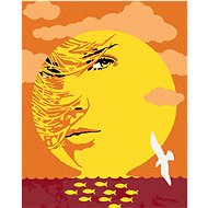 Abstract sunset with a woman, 80×100 cm, stretched canvas on frame - Painting by Numbers