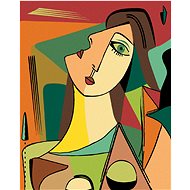 Abstract woman in cubic style, 80×100 cm, without frame and without shutting off the canvas - Painting by Numbers