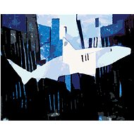Abstract Shark in Cubism, 40×50 cm, stretched canvas on frame - Painting by Numbers