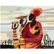 African Women with Child, 80×100 cm, unframed and without canvas - Painting by Numbers