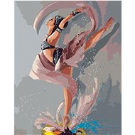 Ballerina dancing on a palette of colours, 40×50 cm, stretched canvas on frame - Painting by Numbers