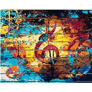 Colour collage with violin key, 80×100 cm, without frame and without canvas switching off - Painting by Numbers