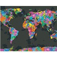 Coloured world map, 40×50 cm, off canvas on frame - Painting by Numbers