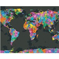 Barevná mapa světa, 80×100 cm, vypnuté plátno na rám - Painting by Numbers