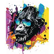 Colored monkey with sunglasses, 80×100 cm, without frame and without canvas shut off - Painting by Numbers