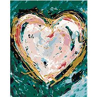 Colored heart on green background (Haley Bush), 80×100 cm, without frame and without canvas shut off - Painting by Numbers