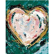 Barevné srdce na zeleném pozadí (Haley Bush), 80×100 cm, vypnuté plátno na rám - Painting by Numbers