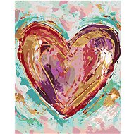 Colored Heart on Green Background II (Haley Bush), 80×100 cm, stretched canvas on frame - Painting by Numbers