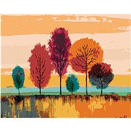 Colored Trees, 40×50 cm, stretched canvas on frame - Painting by Numbers