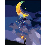 Coloured melting of the moon, 80×100 cm, stretched canvas on frame - Painting by Numbers