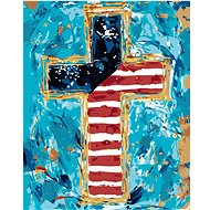 Colored cross (Haley Bush), 80×100 cm, without frame and without shutting off the canvas - Painting by Numbers