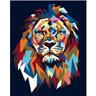Colored lion III, 80×100 cm, without frame and without canvas shutdown - Painting by Numbers