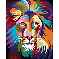Colored lion with mane, 40×50 cm, without frame and without canvas shut off - Painting by Numbers