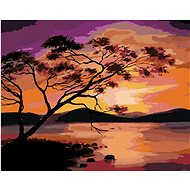 Colorful sunset over a dam, 40×50 cm, stretched canvas on frame - Painting by Numbers