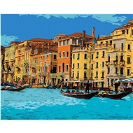 Venice with tourists, 40×50 cm, stretched canvas on frame - Painting by Numbers