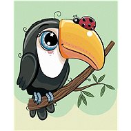 Ladybug and Toucan, 40×50 cm, stretched canvas on frame - Painting by Numbers