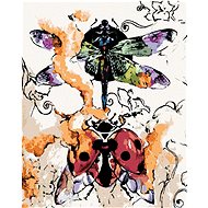 Ladybug with dragonfly, 80×100 cm, stretched canvas on frame - Painting by Numbers