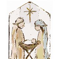 Nativity scene Mary, Joseph and Baby Jesus (Haley Bush), 40×50 cm, without frame and without canvas  - Painting by Numbers