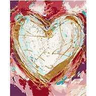 White heart on coloured background (Haley Bush), 80×100 cm, stretched canvas on frame - Painting by Numbers