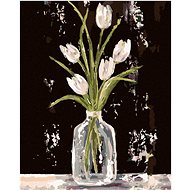 White Tulips in glass vase (Haley Bush), 80×100 cm, without frame and without canvas shut off - Painting by Numbers