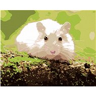 White hamster in the forest, 40×50 cm, stretched canvas on frame - Painting by Numbers