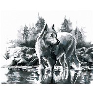 White Wolf, 80×100 cm, without frame and without canvas shut off - Painting by Numbers