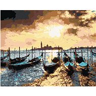 Storm over the gondolas in Venice, 40×50 cm, without frame and without shutting down the canvas - Painting by Numbers