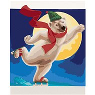 Skating Teddy Bear (Sue Ellen Brown), 80×100 cm, stretched canvas on frame - Painting by Numbers