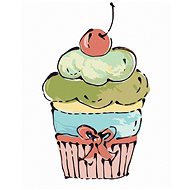 Cupcake with a pink cherry (Haley Bush), 40×50 cm, without frame and without canvas shut off - Painting by Numbers