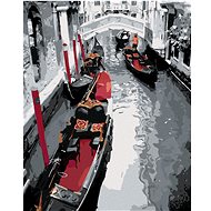 Black and white Venice, 40×50 cm, stretched canvas on frame - Painting by Numbers